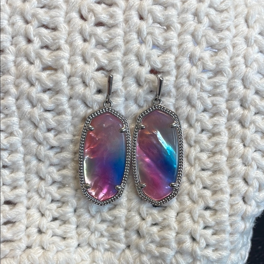 Kendra Scott Silver and Pink Dangle Earrings